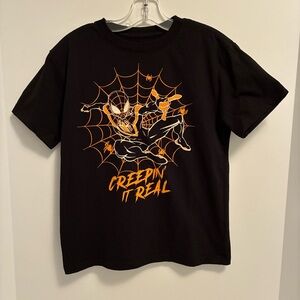 Marvel Boy's Spider-Man Creepin' It Real Halloween Short Sleeve T-Shirt Size M